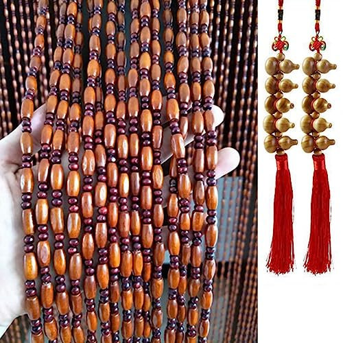 Rideau De Porte Perles Bois, Rideau De Porte Perles 60 x 180 cm, 80 x 180 cm, 90 x 200 cm, 110 x 200 cm, 120 x 200 cm, Brins Rideaux De Perles Suspendus, Rideaux De Panneaux De Anti Mouche, W×H-35