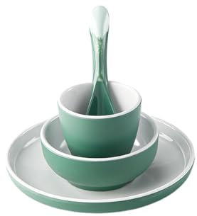 Vajilla de porcelana de imitación blanca comercial con borde de calcomanía, color verde mate y blanco de doble color