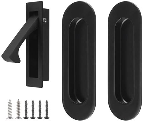 UFURMATE Türgriff und Kantenzug, bündig montiert, Edelstahl, versenkte Taschen, Schiebetürbeschläge für Schrank (schwarz), 1 Set