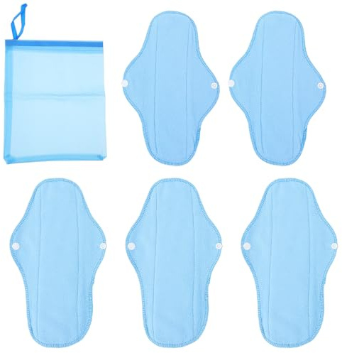 UPKOCH Waschbare Damenbinden 6 Stück Polarfleece mit Pul Wasserabweisend Superabsorbierend Druckknopfverschluss Atmungsaktiv für Menstruation Reisen Alltag