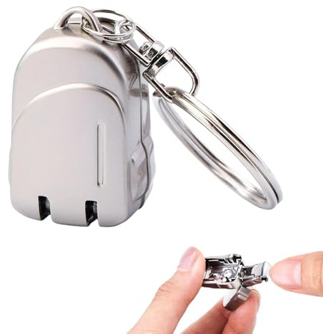 Mini Foldable Nail Clippers with Keychain, 304 Stainless Steel Portable Nail Cutter for Men Women, Collapsible Fingernail Toenail Clippers for Travel, Champagne Gold