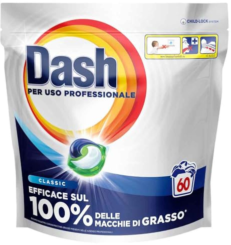 Dash Professional Pods Detergente Capsule Tutto-in-uno Classico, 60 lavaggi. Efficace su tutti i tipi di macchie grasse, Per uso professionale