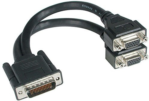 C2G 22CM LFH-59 (DMS-59) to 2 x HD15 VGA Computer Monitor Splitter Cable / Graphics Card Connector Cable