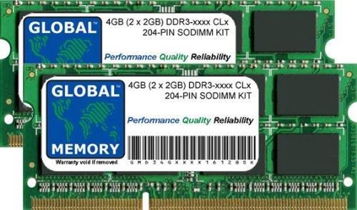 4GB (2 x 2GB) DDR3 1066/1333/1600MHz 204-PIN SODIMM MEMORY RAM KIT COMPATIBLE WITH LAPTOPS/NOTEBOOKS