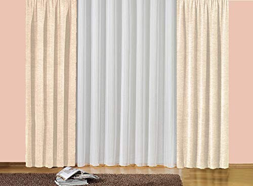 Georg Chr. Wirth Thermo Chenille Vorhang Sonja unifarben, 235 g/qm Einzel Gardinenschal, beige, 250X135