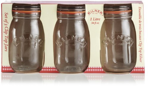 Ravenhead 1 Litre Round Kilner Jars, Sleeve of 3