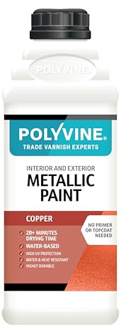 Polyvine Metallic Paint – Acrylic Metallic Heat Resistant Paint No Primer or Topcoat Needed - Water & UV Resistant Decorative Paint for Ceramics, Furniture, Ornaments, Interior Walls, Metalwork & More