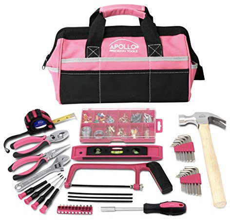 Apollo Tools DT0020P Werkzeugtasche mit 201 Teilen, rosafarben, Spende an die Brustkrebsforschung