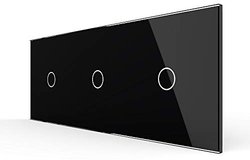 LIVOLO EU Standard Luxus Schwarz Kristall 3 Gang Glasplatte fuer Wand Touch Schalter, VL-C7-C1/C1/C1-12-A