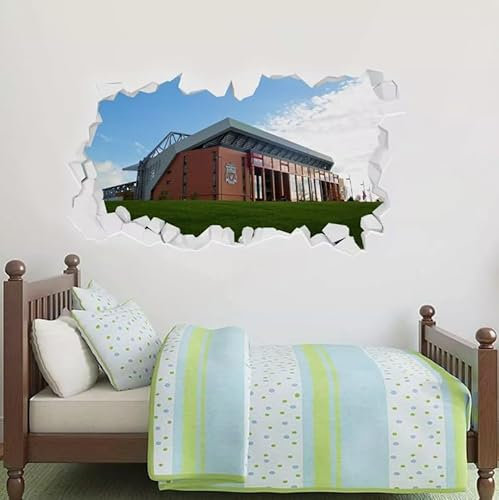 Wandbild / Wandaufkleber, Motiv: Liverpool Football Club Außen Anfield Stadion, zerbrochenes Wandbild + LFC (90 cm x 45 cm)