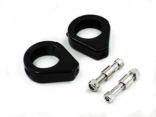 Motorrad Gabel Blinker Relocation Relocator Halterung Schellen Halterung Für Dyna XL Cruiser Chopper (schwarz, 49mm)