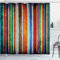 ABAKUHAUS Streifen Duschvorhang, Retro Bunte Bänder, Stoffliches Gewebe Badezimmerdekorationsset mit Haken, 175 x 240 cm, Grüm Orange