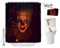 Halloween-Duschvorhang-Set für Badezimmer, It Pennywise der Clown, gruseliger Killer, Horrorfilm-Thema, Urlaub, Polyester-Dekoration mit Haken, WC-Aufkleber und 2 Postkarten,