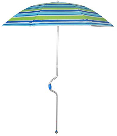Pincho Sombrilla Playa 180 cm palo curvo, Aluminio, UPF+50 bloquea 99% de Rayos UV,Muy Ligera 1,4 kg.