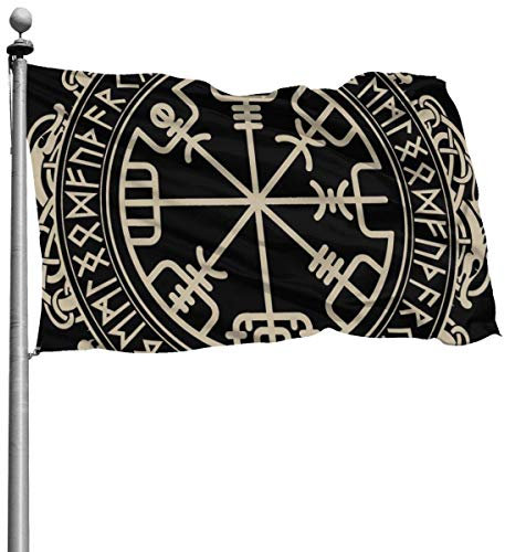 N/A Wikinger Design Magischer Runenkompass Vegvisir Durable Hof Garten Flaggen saisonale Home Deko für Innen und Außen (12,4 x 18,4 cm)