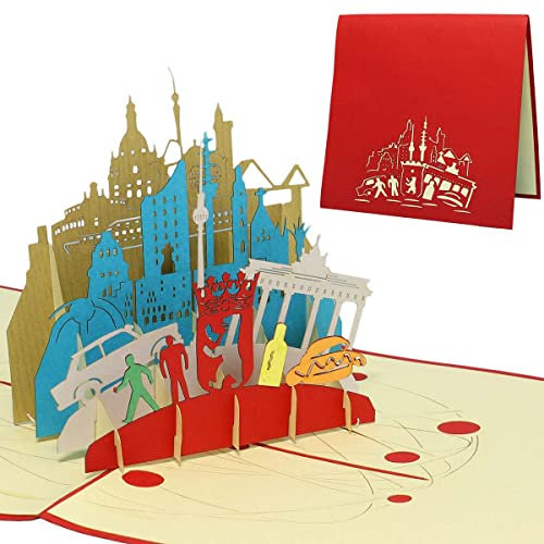 LINPopUp®, LIN17219, Pop Up Karte Berlin, DDR Reisegutschein, Pop Up Karte Ostdeutschland, POP UP Karten Geburtstag, Pop Up Geburtstagskarte, Geschenkgutschein Städtetrip Grußkarten Berlin, N191
