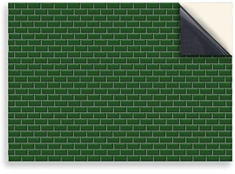 Stick & Go Repositionable Self Adhesive Dolls House Wallpaper 1:12 Scale (1 Sheet) - Green Metro Tiles - No. 80
