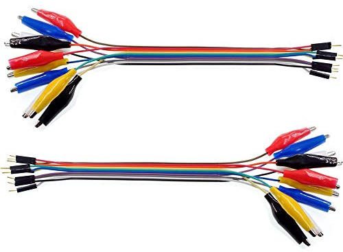 Treedix 20pcs Electrical Alligator Clip to Jump Wire Test Leads 7.87in Male Crocodile Clip Compatible with Arduino Raspberry Pi for Circuit Connection, DIY Maker,Electrical Testing 5 Colors