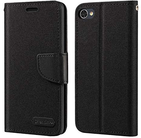 Oxford Stoff und PU Leder Flip Handyhülle Kompatibel mit SchwarzBerry Motion, Robuste Klapphülle mit Kartenfächern und Magnetverschluss (Black)