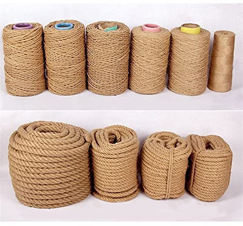 WWQQ Cuerda Cáñamo 300M 500M 50M Cuerda De Yute Cuerda Natural Rollo De Cordel Yute para Cord Craft Industrial Embalaje Artesanía Decoración Confección Jardinería Hogar (Size : 8mm-20m)