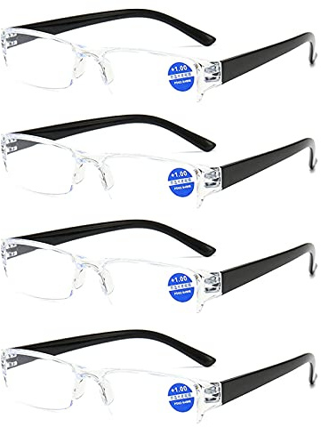 KoKoBin 4 stuck Halbbild ultraleichte Lesebrille Sehhilfen mit Blaulichtfilter Anti-Blau-Lesehilfe für Damen und Herren +2.0