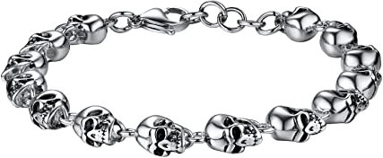 U7 Herren Armband Edelstahl Punk Stil Totenschädel Armkette Totenköpfe Design Gliederarmband Modeschmuck Accessoire für Männer