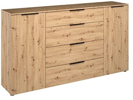 Möbel Jack Sideboard - Asteiche Dekor - B 180 cm - 2 Türen - 4 Schubladen