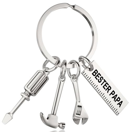 LILABIENE Bester Papa Schlüsselanhänger Vatertag Werkzeug Geschenk Vater Handwerker Geschenkideen