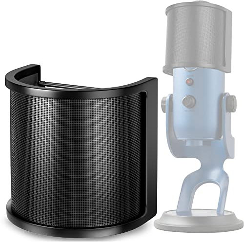 Mikrofon Popschutz für Blue Yeti,PEMOTech [verbesserte drei Schichten] Metallgeflecht Schaumstoff Mikrofon Pop Filter,Handheld Mic Shield Maske für Studio, Gesangsaufnahmen, Videos, Streaming