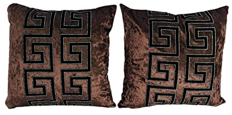 Bavary 2er Set Luxus Kissenbezüge Kissenhüllen Zierkissen Sofakissen Medusa Mäander Stil mit Reisverschluss, 45x45cm