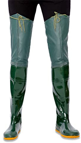 HWBZSZY VerDickeen Super Hoch Wathose Regenstiefel, Herren Damen PVC/Nylon Angelschuhe Verschleißfest Watstiefel Jagdstiefel Leichte wasserdichte Gummi Stiefel Reisfeldschuhe,Grün,45 EU