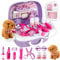 HYAKIDS Tierarzt Spielzeug Arztkoffer Kinder ab 3 Jahre, mit Hunde Spielzeug, Rollenspiel Tierarztkoffer Tierarzt Spielset Hundesalon Spielzeug, Geschenke für Junge Mädchen ab 3 4 5 Jahre
