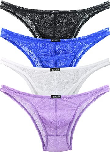 iKingsky Micro Slip Homme Taille Basse en Coupe Bikini sous-vêtements en Maillet pour Homme (M, Pack de 4)