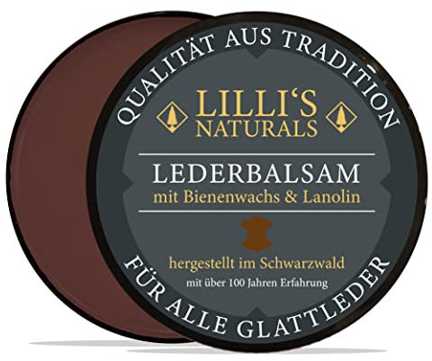 Lillis Baume d'entretien du cuir marron pour chaussures, vestes, meubles de voiture, selle avec cire d'abeille et lanoline (graisse de laine) 200 ml