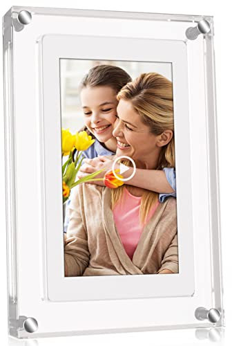 Cornice per video in acrilico da 5 pollici con memoria da 4 GB e batteria integrata da 1000 mAh, che riproduce slideshow motion elettronico cornice digitale con musica, perfetta per decorazioni