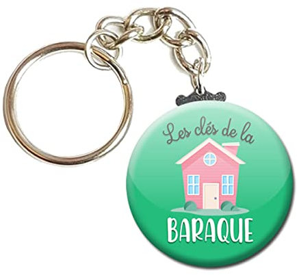 Porte Clés Chaînette 3,8 centimètres Les clés de la Baraque Idée Cadeau Accessoire Fête Noel Anniversaire Remerciement Humour Moto Maison Voiture
