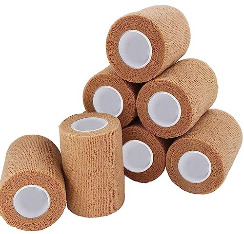 Bandage Autoadhésif, 8 Rouleaux 7.5cm x 4.5m Bande Cohesive pour Les Humains Et Les Animaux, Bande Strapping Adhésif pour Gonflement Des Chevilles, Sports, Animaux