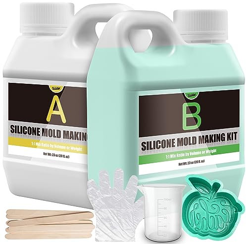 Flüssiges Silikon Kautschuk - 46oz / 1.2L Grün 15A Silikon Flüssig für DIY Silikonformen, Formen Herstellen - 1: 1 Verhältnis Abformsilikon für Harzformen, Kerzenformen, Seifenform, Gießen, Basteln