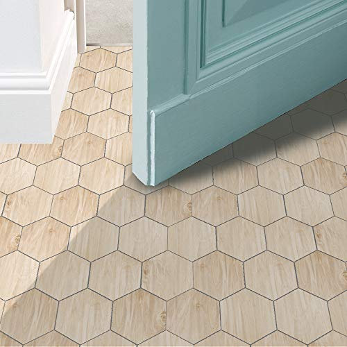 Neukids 30 Stück pvc selbstklebend bodenbelag pvc holzoptik bodenfliesen küche bad Selbstklebende Vinylboden Wasserdicht schlafzimmer wohnzimmer Balkon Büro DIY-Bodenbelage Sechseck