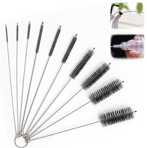 Strohhalm Reinigungsbürste,10 Stück Pfeifenreiniger Bürste,Milchschlauchbürste Für Reagenzgläser Teekannendüsen Glas Strohhalm Bürste Set Schwarz Nylon Flaschenbürste.