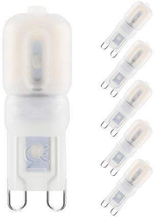 WULUN G9 3W LED Lampe mit milchiger weißer Abdeckung, 3000K Warmweiß, 300Lumen, nicht dimmbar, Ersatz für 30W G9 Halogenlampen, 220-240V, 6-Pack