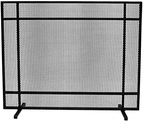 Funkenschutz, Feuer- und Funkenschutz, modernes Schnörkelwerk, Einzelpaneel-Kaminschutz, Metallgeflecht-Dekor, kindersicher, für Kaminholz, Herdschutz, Zaun, B 100 cm (schwarz) The New