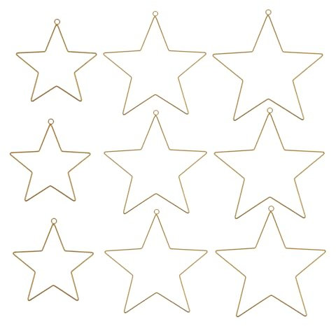 9Pcs 3 Größen (30/20/10cm) Stern Kranz Rahmen - Hängende Metall Sterne Ring zum Basteln, Draht Rahmen DIY Handwerk Reifen, Traumfänger Makramee Ring, Urlaub Kranz, Weihnachten