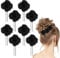 8 PCS Black Rose Flower Hair Clips U Shape Floral Bobby Pins,Vintage Rose Hair Accessories for Women Girls Party Beach Wedding(Black)
