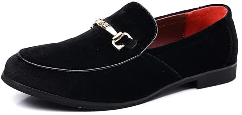 COSIDRAM Herren Schuhe Business Klassische Loafer Kleid Slipper Hochzeit Smoking Anzug Mokassins für Männer Schwarz 42