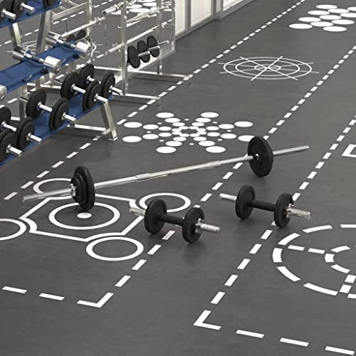 Übung & Fitness Langhantel und Kurzhantel Set 30 kg Gusseisen Sportartikel