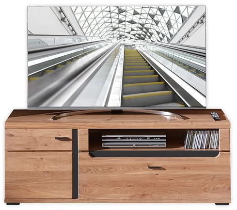 Stella Trading Bas en Vieux Massif, Aspect, certifié FSC, Meuble Moderne avec Beaucoup d'espace de Rangement pour Votre Salon, Matériau : Bois Plastique, Chêne Ancien/Chêne Artisanal, TV-Lowboard 1