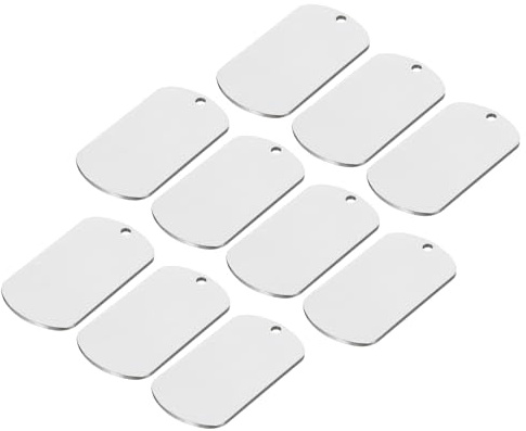 sourcing map Metall-Tags zum Stempeln, 5,1 x 2,8 cm, silberfarbene Edelstahl-Erkennungsmarken, DIY-Gravur, blanko Tags für Haustier, Hund, ID, Anhänger, Dekoration, Handwerk, 10 Stück