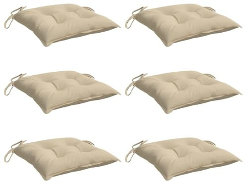 vidaXL Lot de 6 Coussins de Palette, Galette de Siège Imperméable, Coussin de Jardin, Décoration d'Extérieur Terrasse, Beige 50x50x7 cm Tissu Oxford