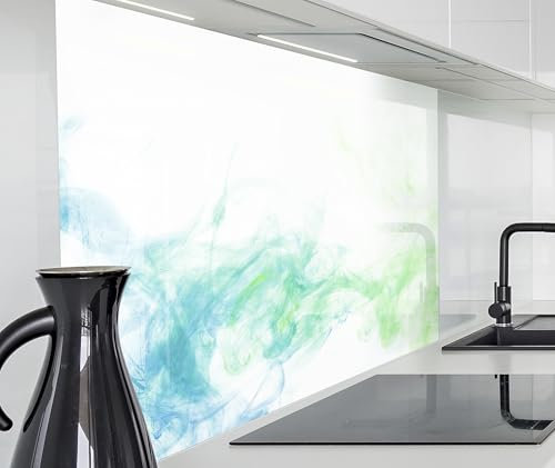 timalo Spritzschutz Wand für Herd, Küche Küchenrückwand Glasoptik | Acryl Glas 2mm | Glasrückwand Acrylglas Wandpaneele Rückwandschutz Platte | 160x50cm Grüner Rauch